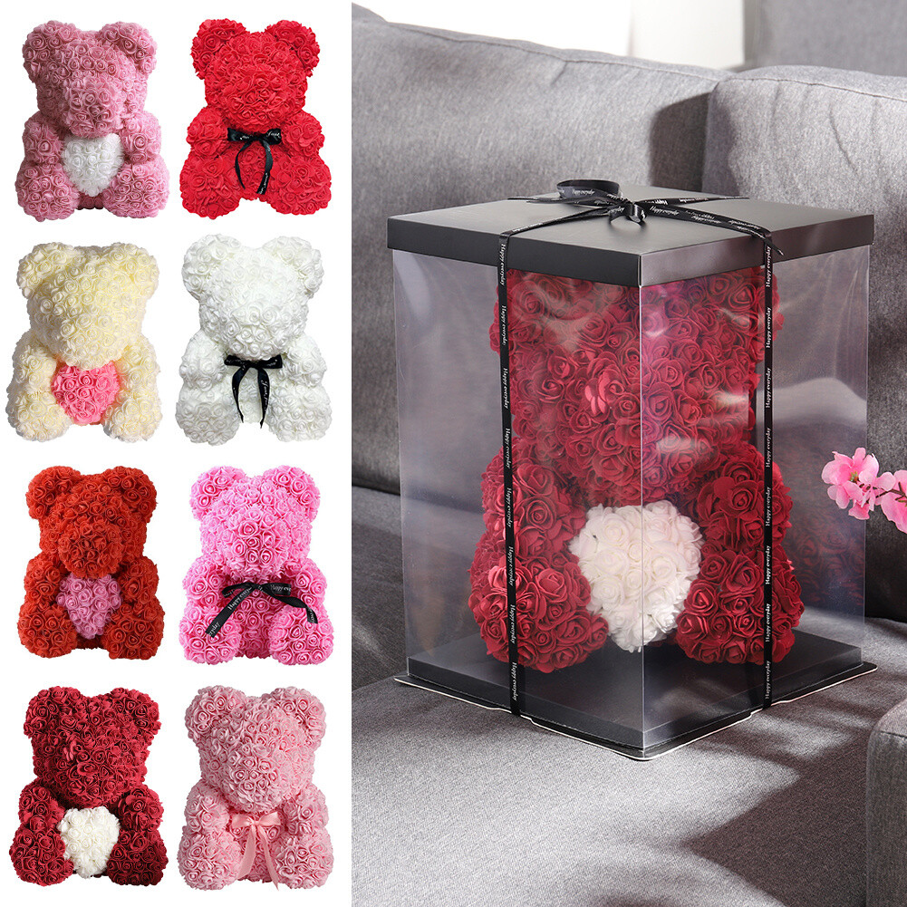Rose Bear Flower Teddy Doll+Box Xmas Birthday Wedding Valentine