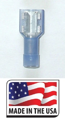 (100) Fully Insulated Nylon QD Blue (Female) Electrical Spade Crimp Connector