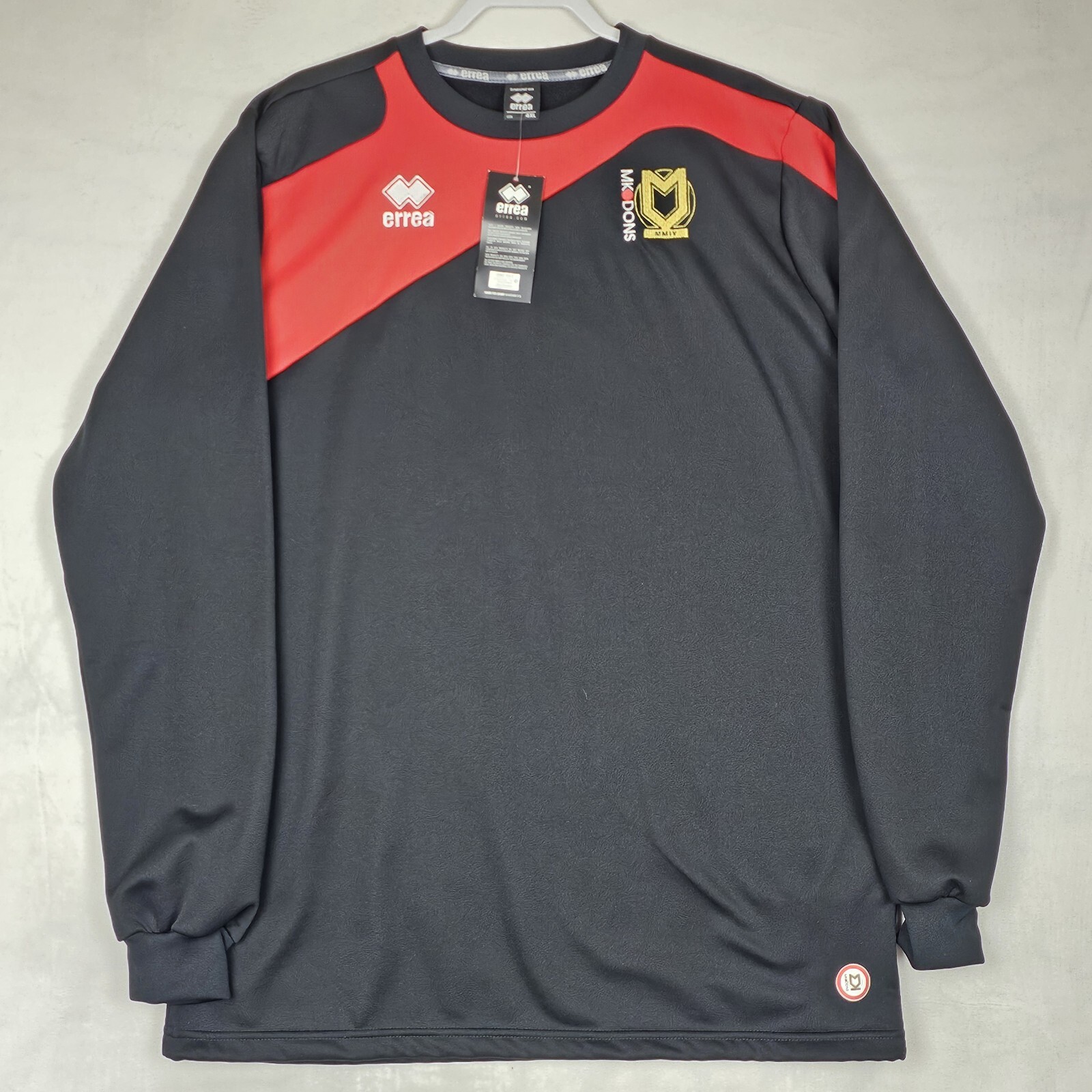 Milton Keynes MK Dons Sweatshirt Mens 4XL Black Soccer Training Errea Pullover