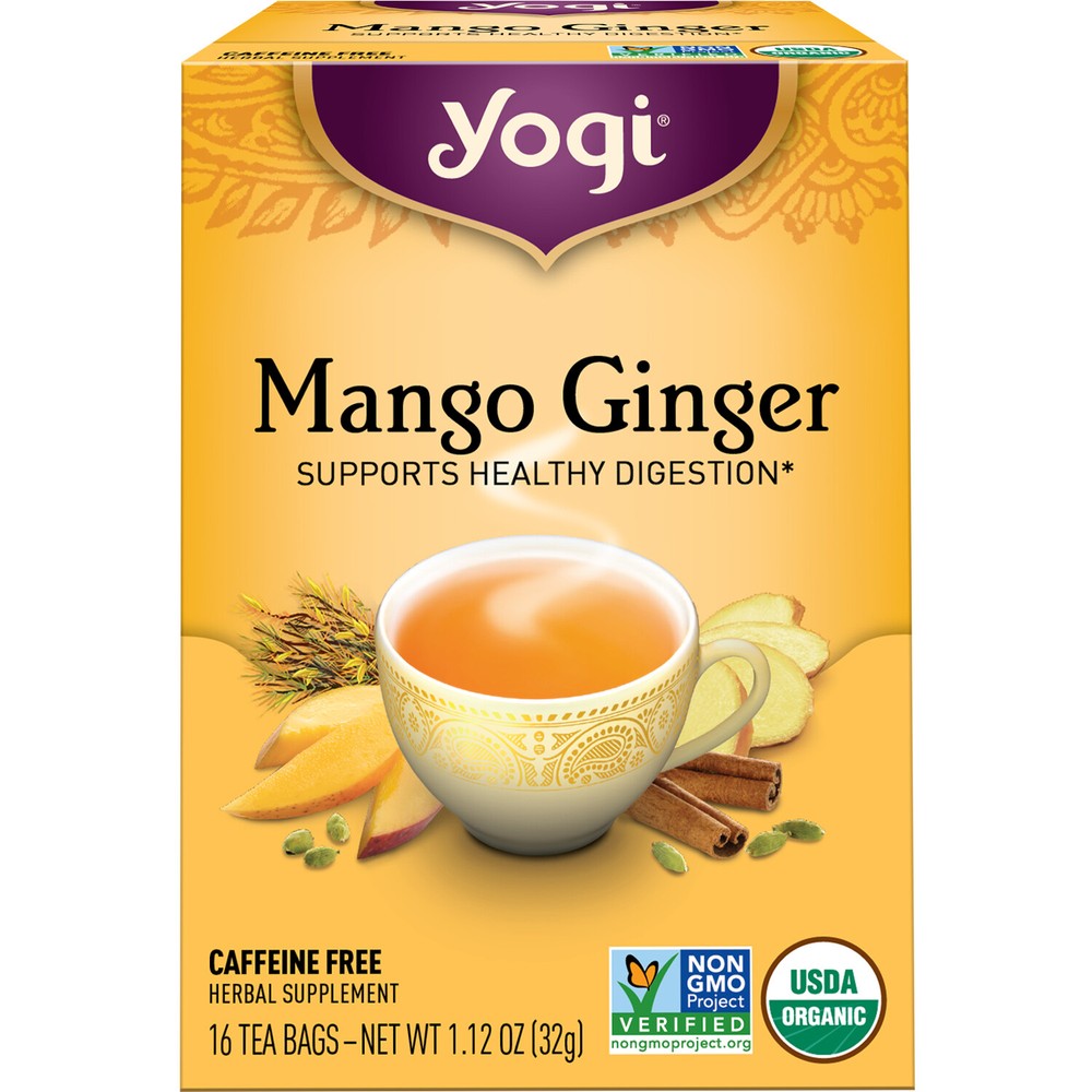 Yogi Tea - Mango Ginger Tea (4 Pack) Caffeine Free - 64 Organic Herbal Tea Bags