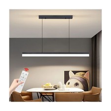 LED Linear Pendant Light, Dimmed Chandeliers for Dining Room with Remote Cont...