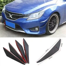 Car Front Bumper Lip Splitter Fins 4Pcs Body Spoiler Strip Canards Valence Chin