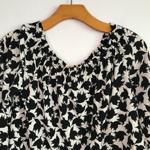 ZARA Shirt WOmens Small  Black White Off Shoulder Balloon Long Sleeve Blouse - Bild 2 von 7