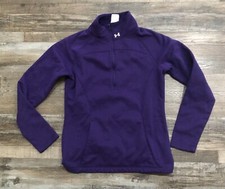 Under Armour Womens Small Loose Purple 1/4 Zip Mock Neck Sweatshirt