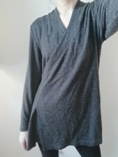 Vintage Kleid Cartoon Tricot M 38 40 grau anthrazit Wickelkleid 60er 70er Stil