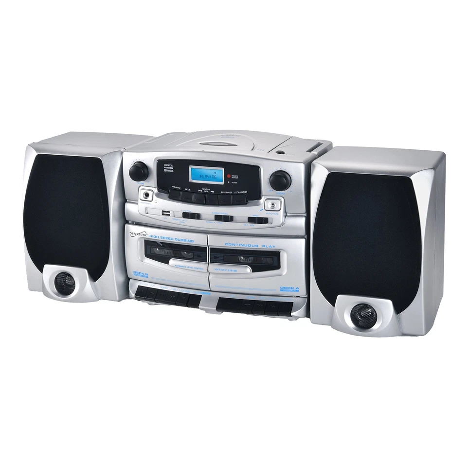 BT Audio System w Double Cassette Player/Recorder & Built-In Mic (SC-2121BT) - Image 3 of 4