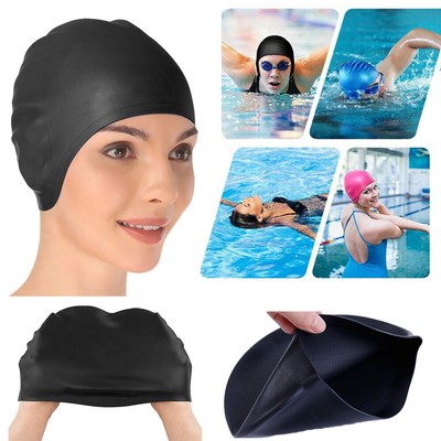 Womens Swimming Cap Waterproof Silicone Swim Pool Hat For Adult