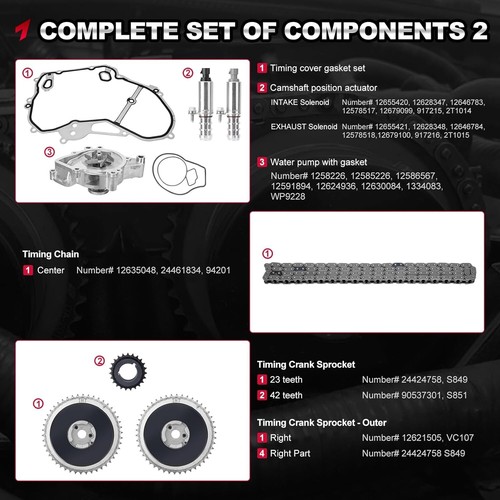 9-4201S Timing Chain Kit with Water Pump for 2009-2017 GM L4 2.2L 2.4L Engines - Picture 4 of 7