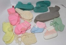 LOT 11 Pairs VINTAGE Childrens KNITTED Socks SLIPPERS Booties BABY  Up BOY GIRL