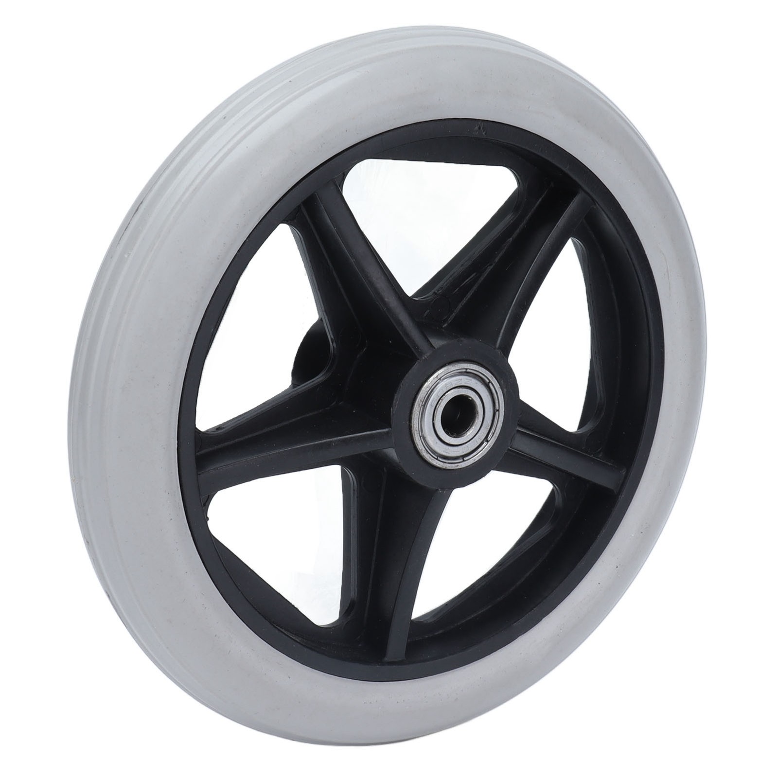 6in 5 Hole Solid Wheel PU Wheelchair Rollator Caster Hub 608ZZ Metal Bearing❀