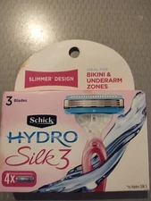 Schick Hydro Silk 3 Razor Blade Refills - 4 Cartridges Per Box - 40 Degree Pivot