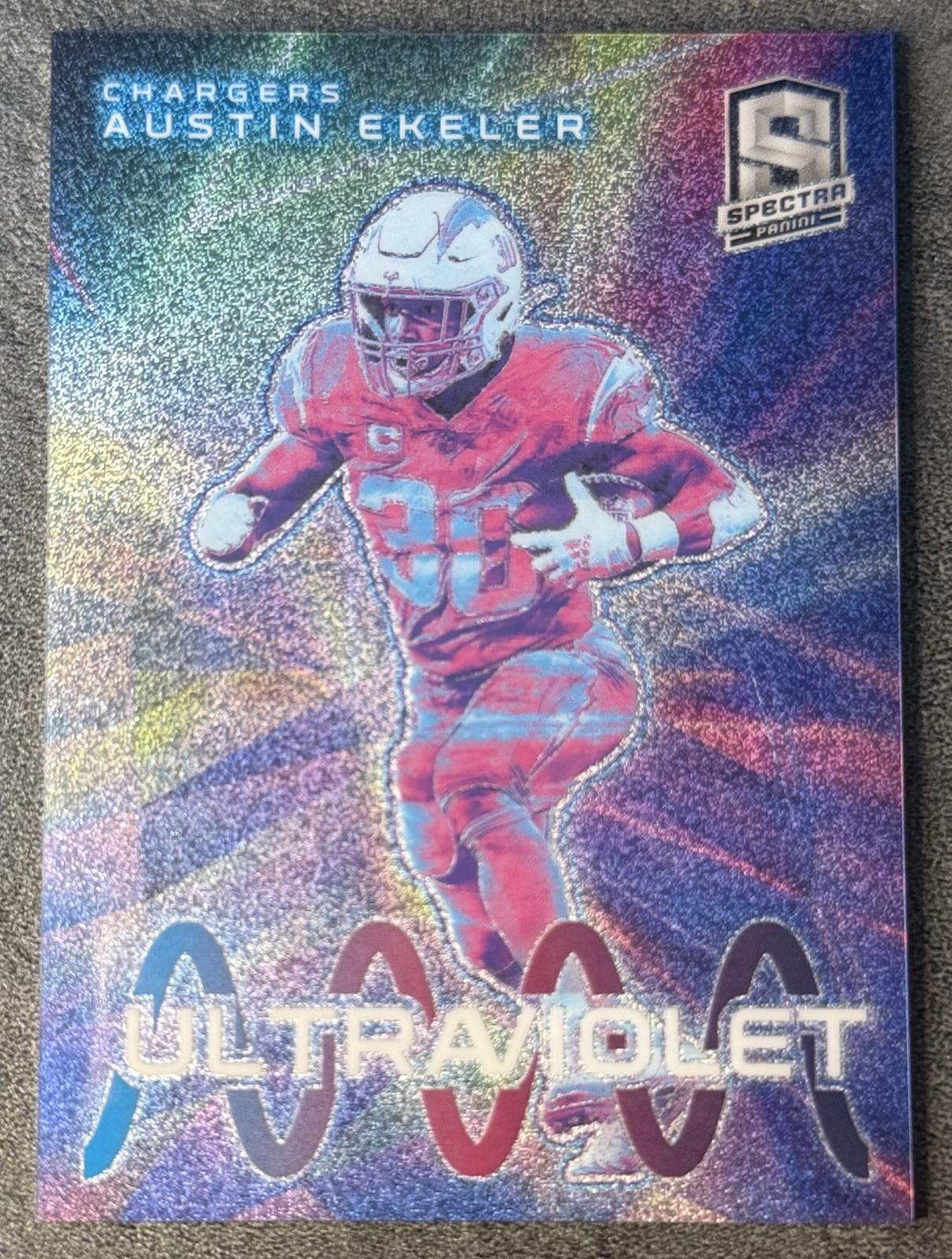 Austin Ekeler 2023 Panini Spectra Ultraviolet Chargers SSP CASE HIT #UV-AE