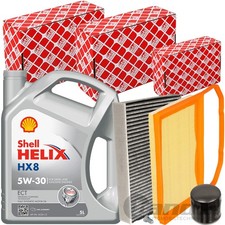 FEBI FILTERSET+SHEL 5W30 ÖL passend für 1.0/60-75/PS SEAT Mii SKODA CITIGO VW UP