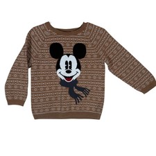 H M Disney Mickey Mouse Fair Isle Brown Cotton Knit Sweater 2T Holiday Pullover