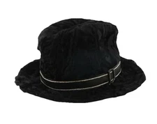 VTG Christain Dior Black Astrakan Fur & Leather Trim Hat Size 57cm