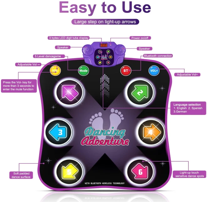 Juguetes de papel pintado de baile para niñas y niños de 3 a 12 años, tapetes de baile. Foto 4 de 4