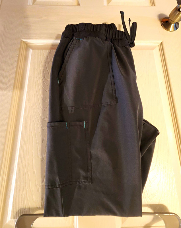 Unisex Gray Solid Scrub Pants Jogger Style Drawstring Elastic Cuffs Size M