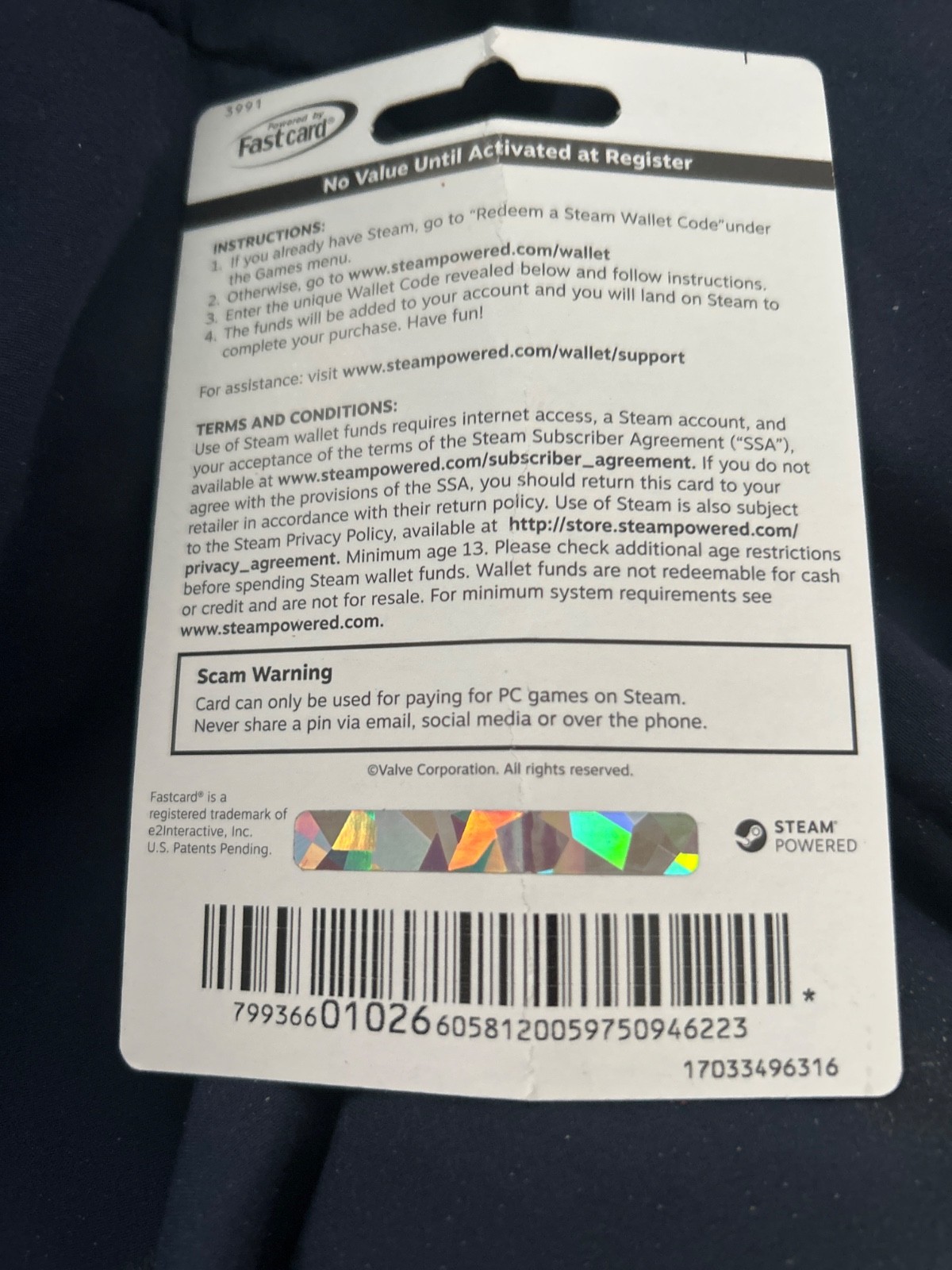 $20 Steam Gift Card Steam Wallet NEW Unused-image