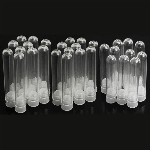 20Pcs Clear Plastic Test Tubes Vials w/ White Cap Stoppers Lab Teaching Supplies - Afbeelding 1 van 9
