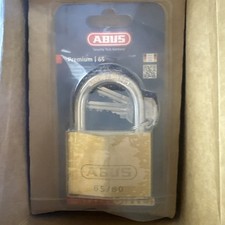ABUS Premium 65 Quality Solid Brass Padlock & 2 Keys, Hardened Steel Shackle
