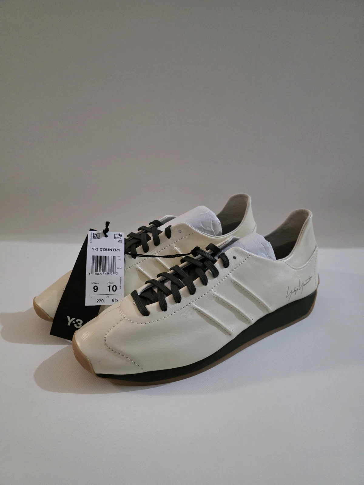 Adidas Y-3 Country Cream Night Cargo Lux Leather Sz M9 W10