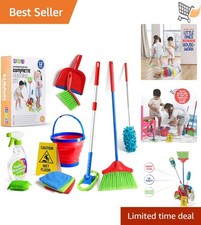 Kids Cleaning Set 12 Piece Toy Broom Mop Dustpan Spray Bucket Kids Play