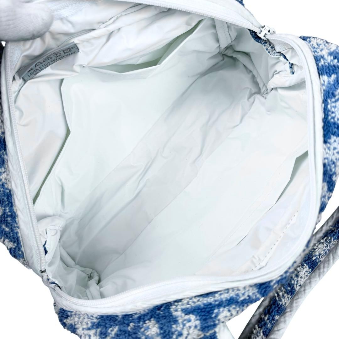 Christian Dior Mini Boston Bag Cotton White Blue Trotter Terry Women's Authentic thumbnail 17