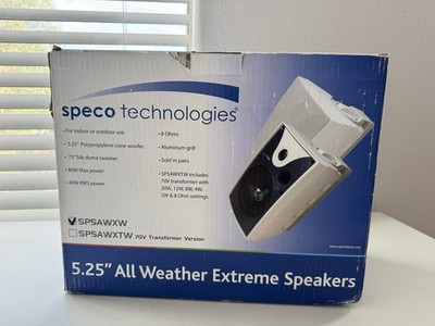 Speco SP5AWXW 5.25  All Weather Outdoor Speakers Pair New Open Box