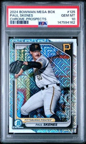 147594162 Paul Skenes 2024 Bowman Chrome #BCP-125 Mega Refractor PSA 10