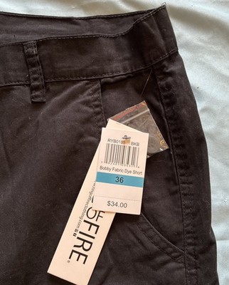NWT~Ring Of Fire~Mens Black Cargo Shorts~100% Cotton~Casual~36~Bobby Fabric Dye