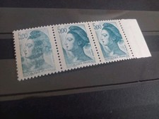 TIMBRES MaRIANNE DELACROIX Bande 3 Bleu VARIÉTÉ, SIGNATURE  CALVES !