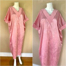 Vintage 70s Pink Passkey MuMu  Flutter Sleeve Caftan Maxi Dress