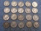 20 SILVER MERCURY DIMES WITH DATES lot 565