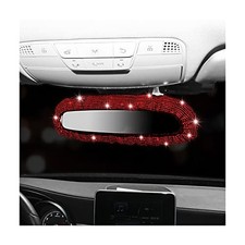 Bling Rearview Mirror Cover, Elastic Plush Auto Rear View Mirror Protector, Red