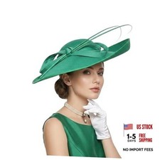 Royal Ladies Sinamay Weddings Hats Fascinators Big Brim Kentucky Large Green