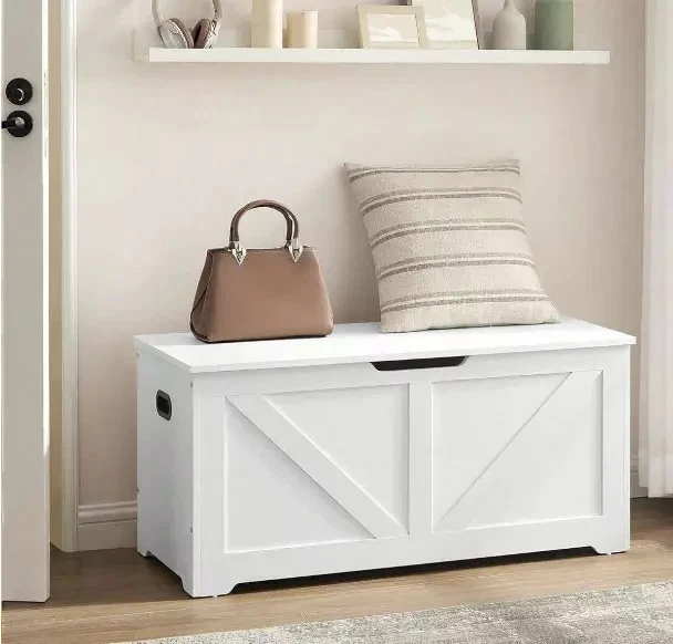 Ottoman Storage Chest Blanket Box White Bedding Box Towel Box Large Wooden - Image 4 of 4