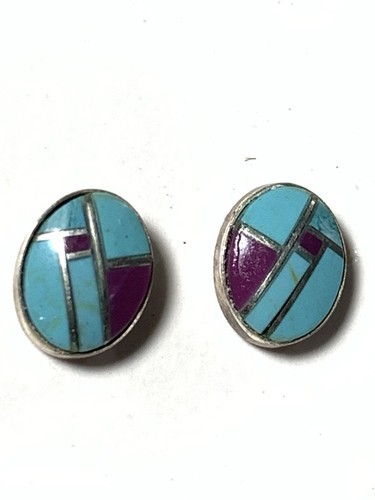 Sterling Silver Multi Stone Southwestern Stud Earrings