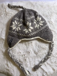Everest Designs Nepal Earflap Aviator Hat Floral Knit Wool Winter Unisex Beanie