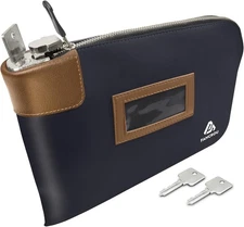 Waterproof Cash Bag with lock and 2 Keys, Money bag with Zipper,Security bags