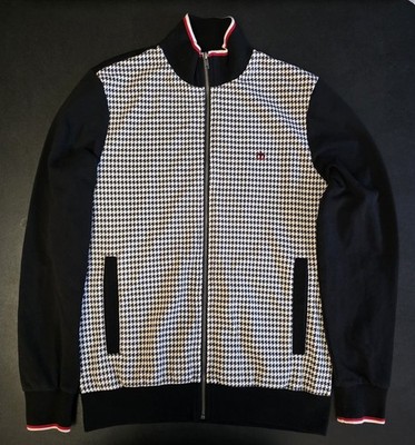 MERC London Classic Retro Dogtooth Mod Zip Through Jacket Willow Black Medium