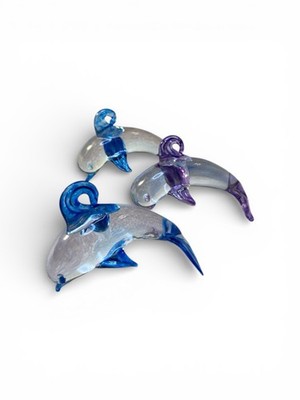 Dolphin Art Glass Hand-Blown Hanging Lot of 4