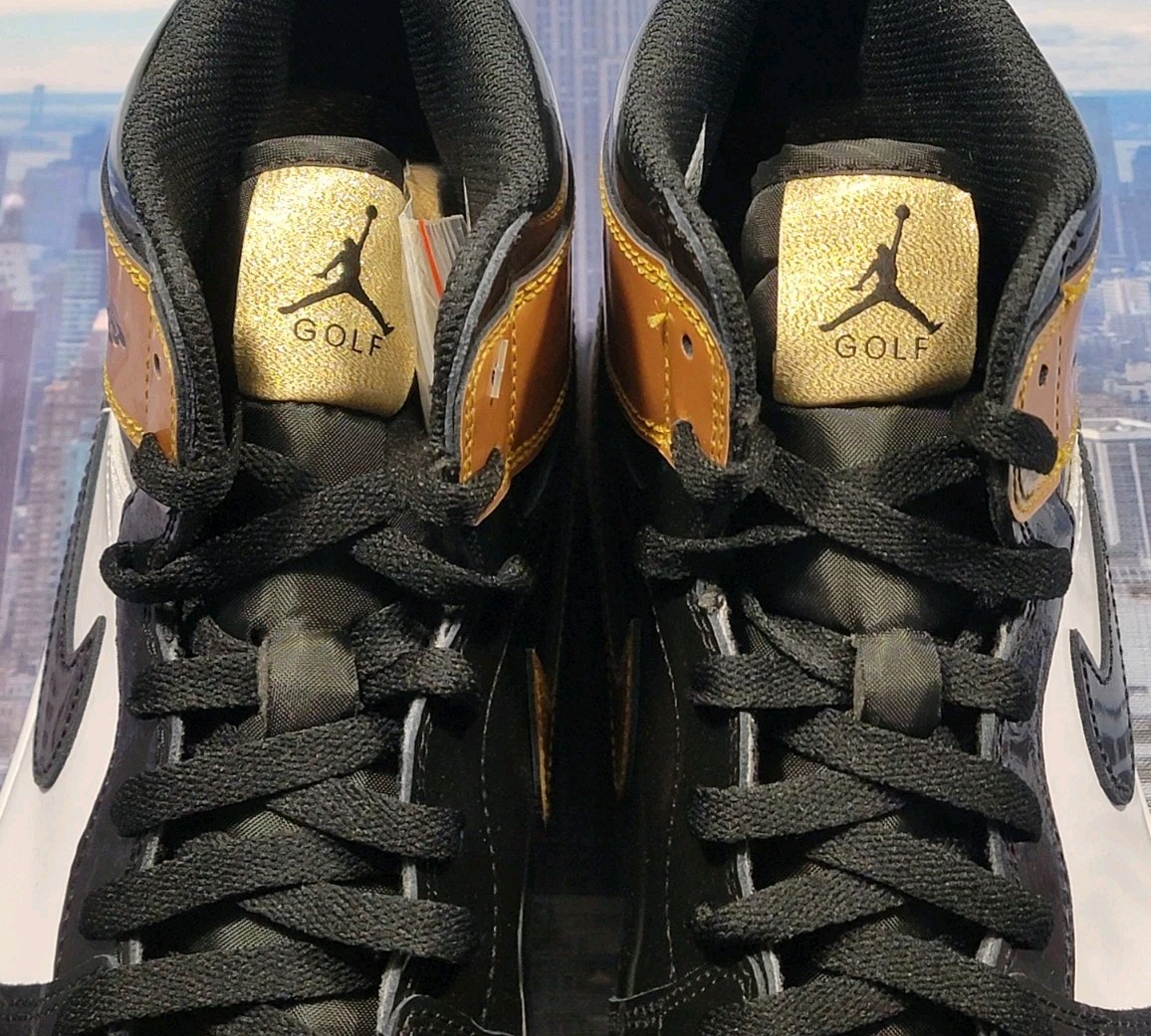 Air Jordan 1 High Golf Gold Toe Black/Metallic Gold-White Size 14