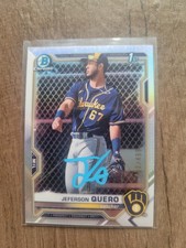 Jeferson Quero Signed 2021 Bowman Refractor Baseball Card #BCP-181 Brewers /499