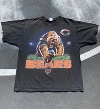 Vintage Liquid Blue Chicago Bears Tee Shirt 90s Made In USA Black Rare