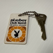 Vintage Playboy Club-Hotel Lake Geneva Resort Lodge Room Key & Fob HEFNER BUNNY