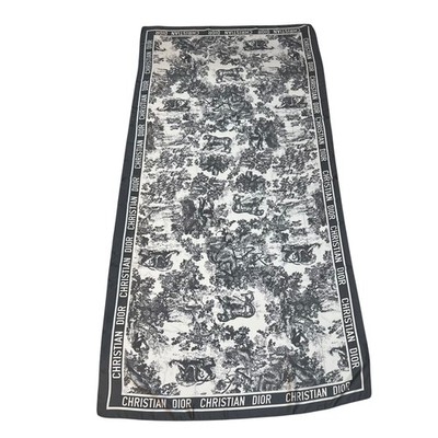 Christian Dior Toile de Jouy Silk Scarf Shawl Wild Animal Print
