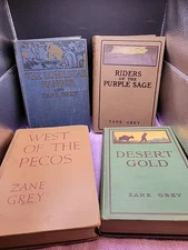 4 Old Zane Grey Hardback Books ,SEE PICTURES FOR DETAILS. 