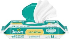 Pampers Baby Wipes Sensitive Perfume Free 1X Pop-Top Pack 56 Count