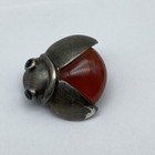Vintage 925 Sterling Silver Carnelian Ladybug Jewelry Set Necklace Ring Size 8 — photo 4