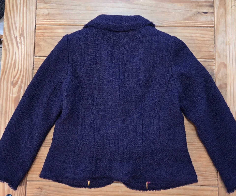 Chaqueta Blazer Boden 100% Lana Berenjena Púrpura Tweed EE. UU. Talla 10 Rojo Forro Satinado Foto 3 de 4